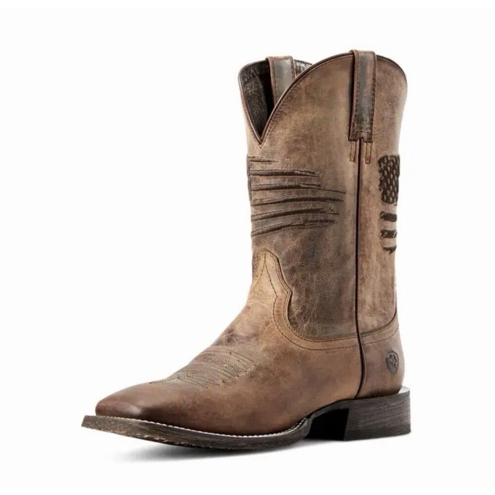 EUC Ariat Circuit Patriot Boots Mens Size 13D Brown Leather Western Cowboy